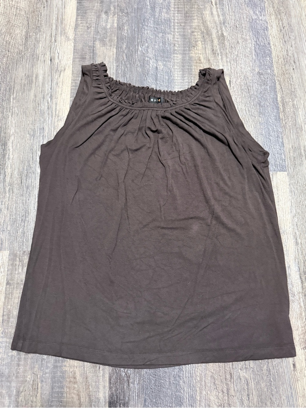 Evie Ruffle Neck Brown Top
